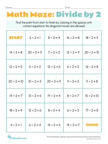 Math Maze: Divide by 2