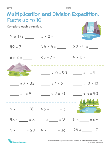 Multiplication and Division Expedition: Facts up to 10